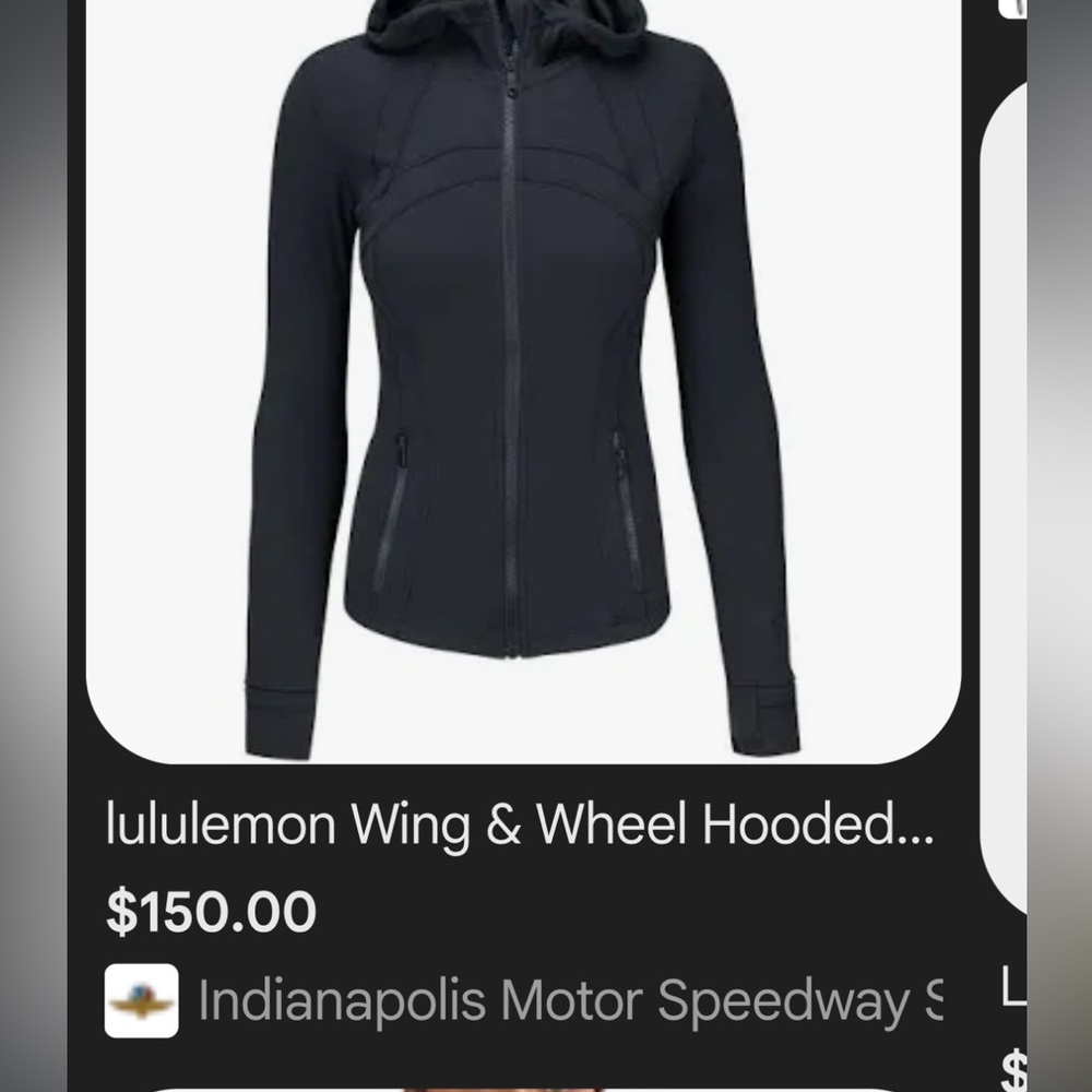 Black lululemon jacket size 8